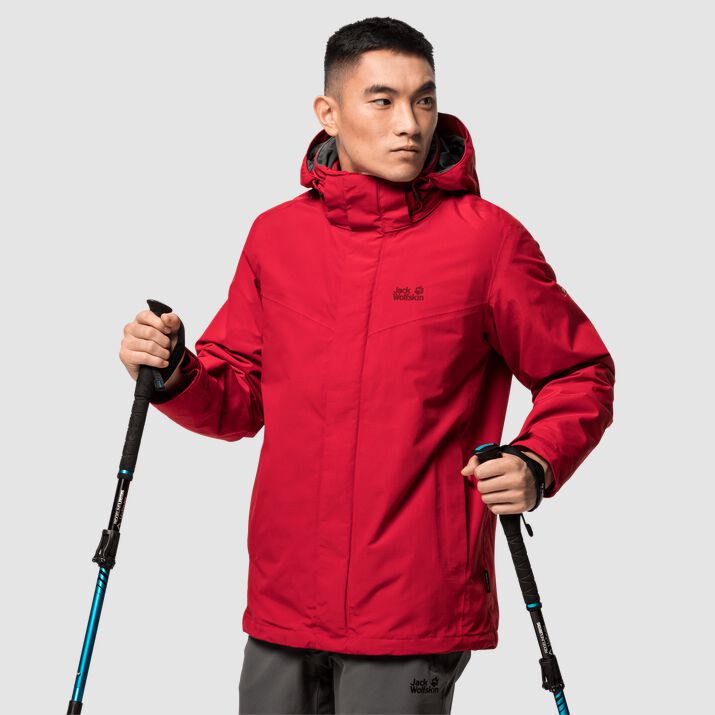 Jack Wolfskin Mens Gotland 3in1 Jacket Red 726154ZMR